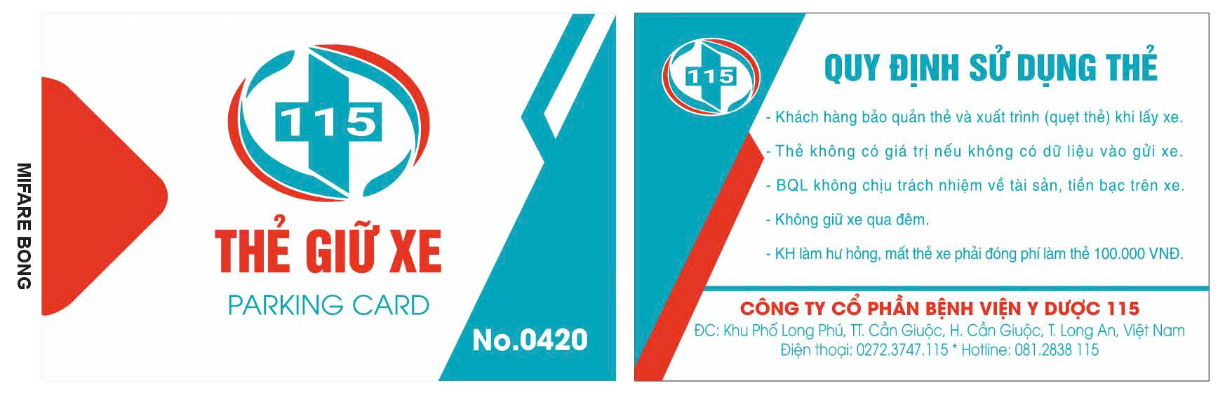 Thẻ giữ xe phòng khám 115